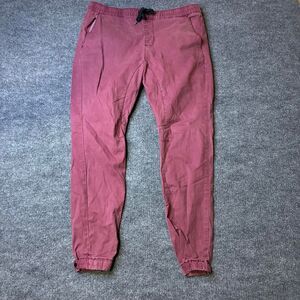 Bullhead Denim Co Skinny Jogger Pants Mens Large Burgundy Red Drawstring Stretch